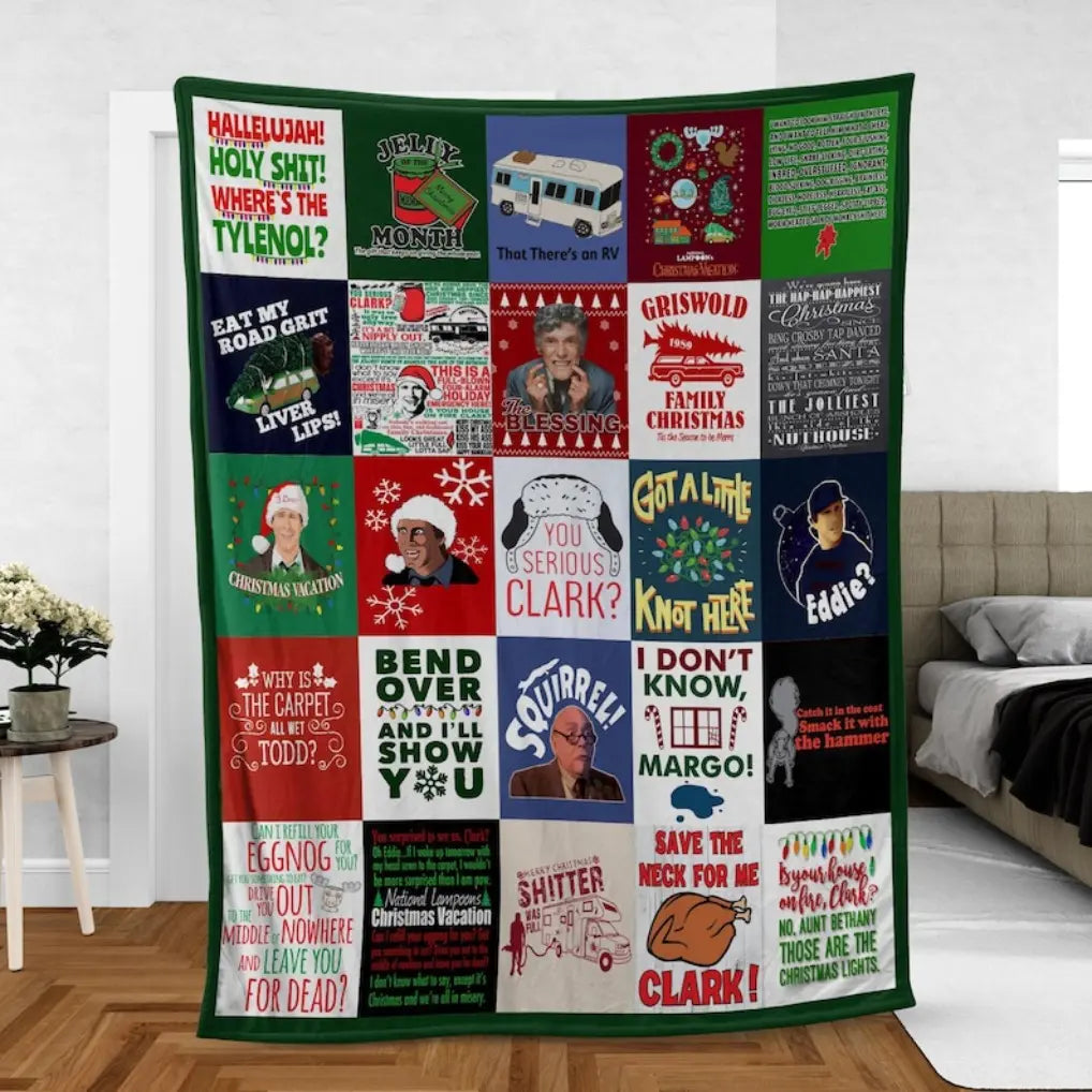 National Lampoon's Christmas Vacation Premium Fleece Mink Sherpa Blanket - Griswold Family, Clark Griswold Themed, Wrinkle Resistant, Super Soft Home Room Decor, Thanksgiving Gift for Child, Sizes 30x40in,40x50in,50x60in,60x80in (Baby Option)