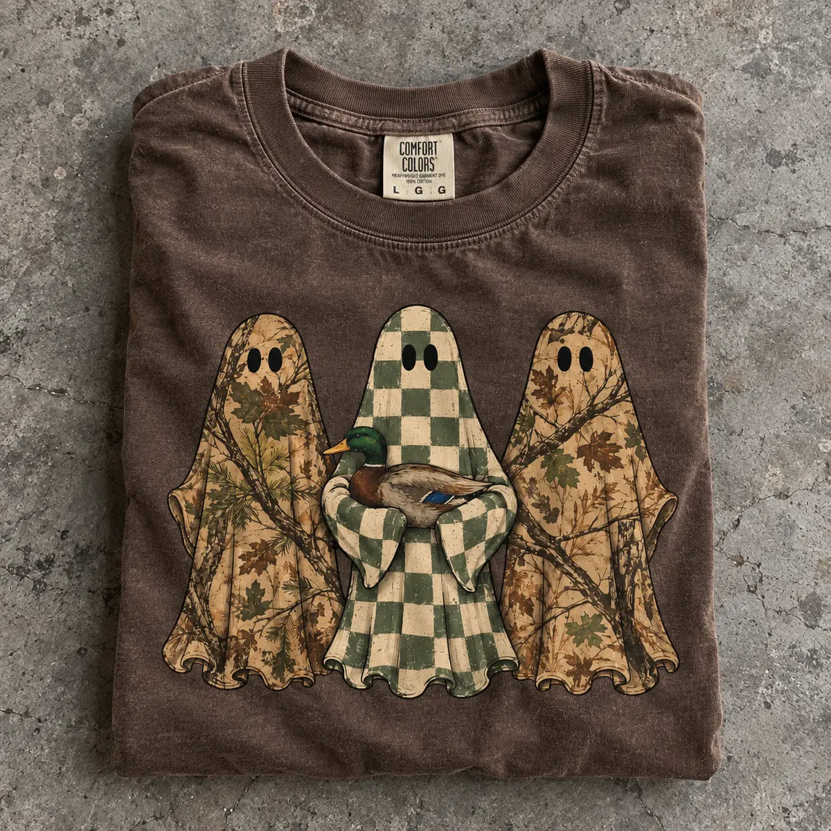 Hunting Season Ghosts Comfort Shirt: Camo Mallard Duck Halloween Tshirt