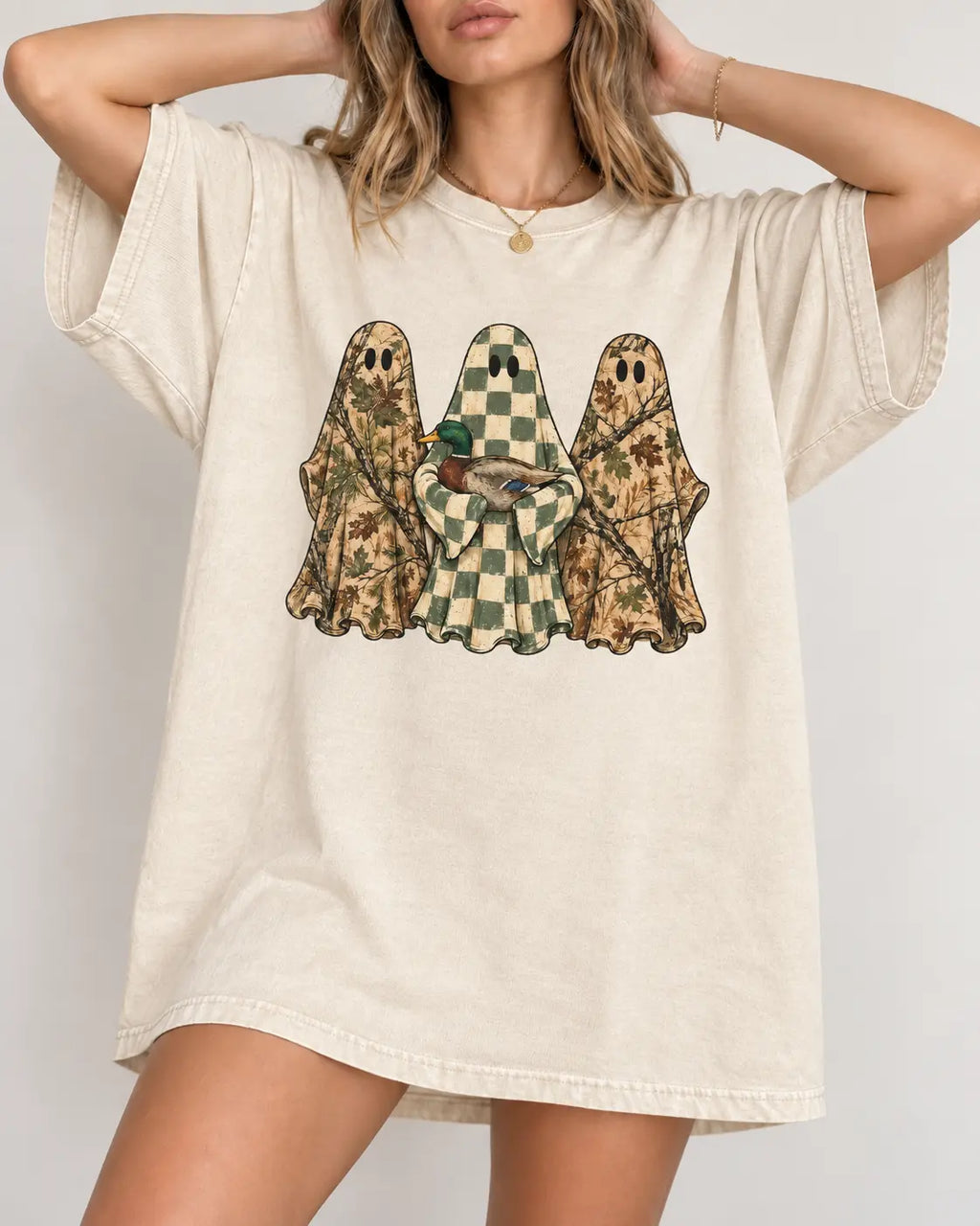 Hunting Season Ghosts Comfort Shirt: Camo Mallard Duck Halloween Tshirt