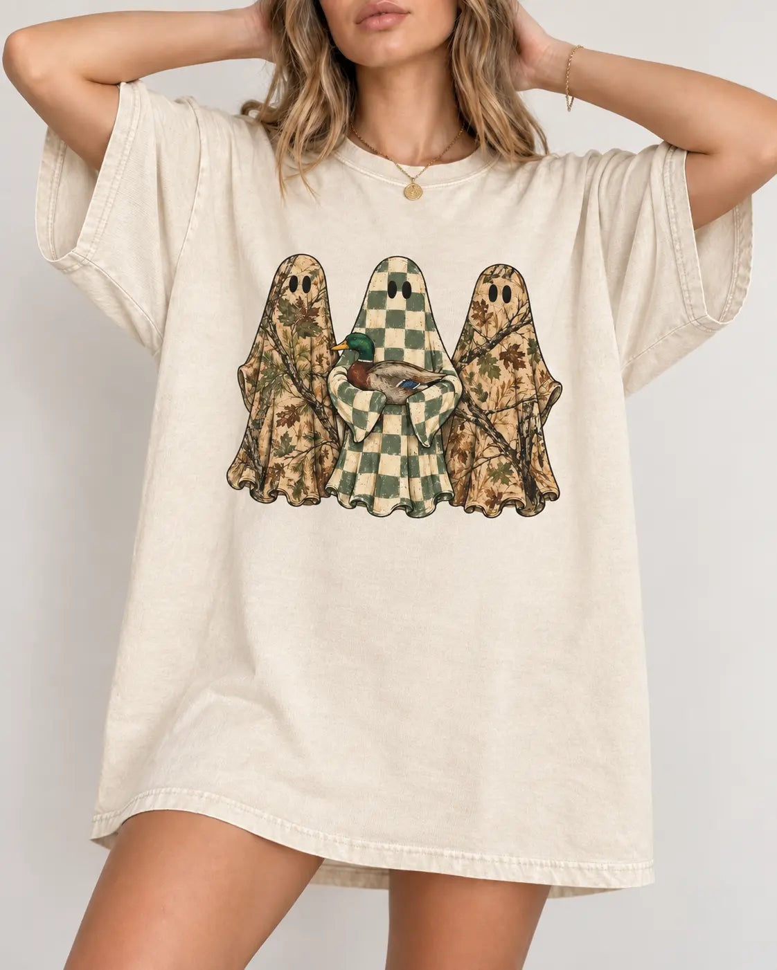 Hunting Season Ghosts Comfort Shirt: Camo Mallard Duck Halloween Tshirt