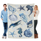 Romantic ocean style whale shark pattern warm blanket children adult nap blanket soft and comfortable suitable for all seasons