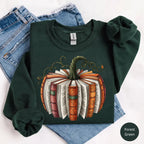 Fall Book Pumpkin Sweatshirt or T-Shirt, Halloween Book Lover Graphic, Cozy Bookish Autumn Shirt, Pumpkin Reading Gift