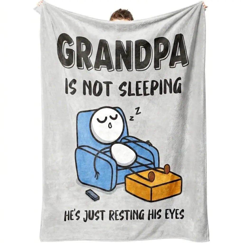 【Father's Day】Funny Birthday Gift for Dad Husband, Dad Is Not Sleeping Flannel Blanket, Fathers Day Dads Gifts From Daughter Son, Super Soft Throws Blanket for Couch and Napping