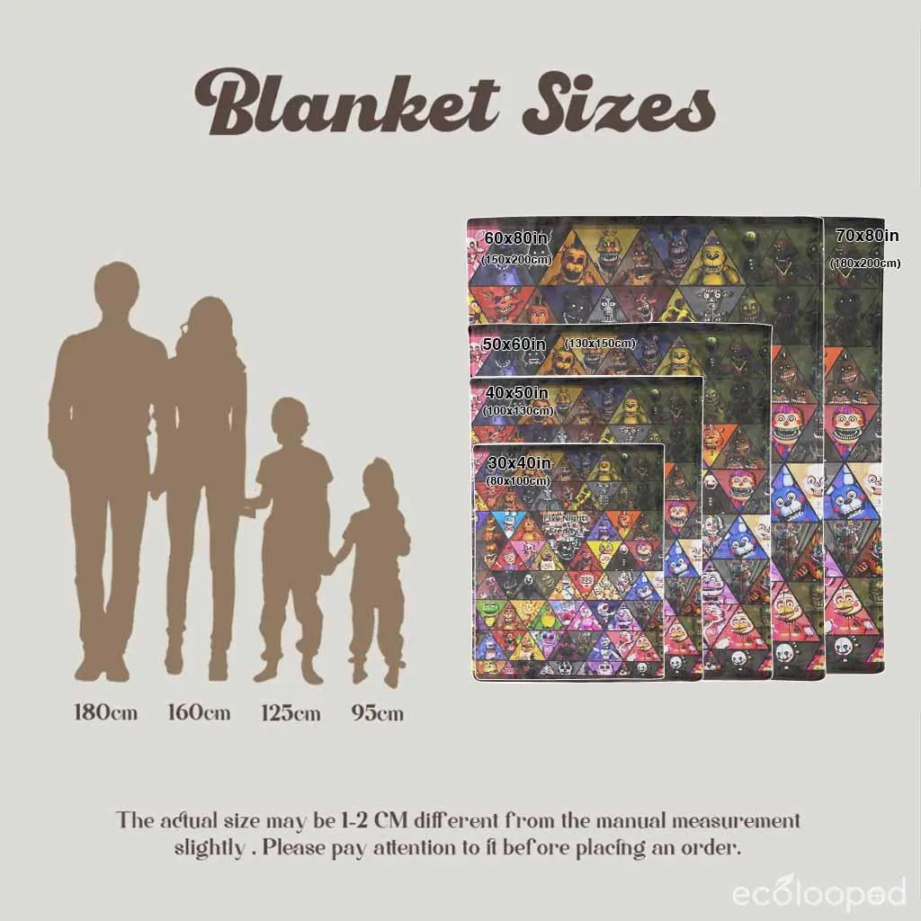 5 Nights at Freddy's (FNAF) Cartoon Character Flannel Throw Blanket - 60×80 in XL Bedding Cover, Lightweight, Cozy, Soft, Durable, Wrinkle-Resistant, Smooth Texture, Breathable, Vivid Dye, Ideal for Home/Indoor/Bedroom, Gifts, All Seasons, Halloween