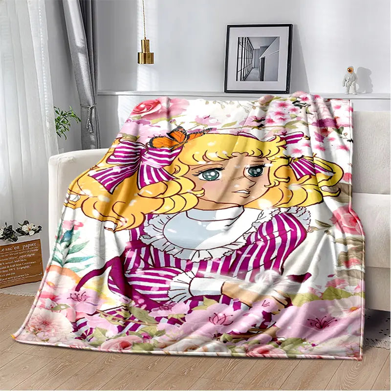 2025 New Style Candy Candy Girl Cartoon Anime Soft Plush Blanket,Flannel Throw Blanket Polyester Blanket for Living Room Bedroom Sofa Kid Gift
