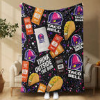 Taco Bell Themed Ultra-Soft Heavyweight Flannel Blanket, Queen Size, Multi-Use Throw for Sofa, Bed & Travel, Quality Home Decoration & Holiday Gift Idea summerwins