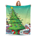 Funny Cartoon Christmas Print Super Soft Flannel Blanket, multi-purpose, suitable for sofa, bedroom, office or camping, suitable for all seasons