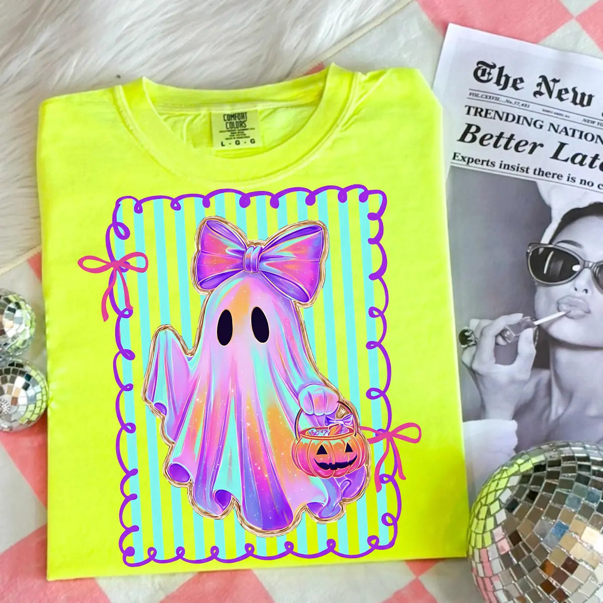 Comfort Colors Preppy Halloween Ghost Shirt, Cute Boo Ghost Coquette Tee, Floral Spooky Season Pumpkin Shirt, Girly Retro Halloween Apparel for Women