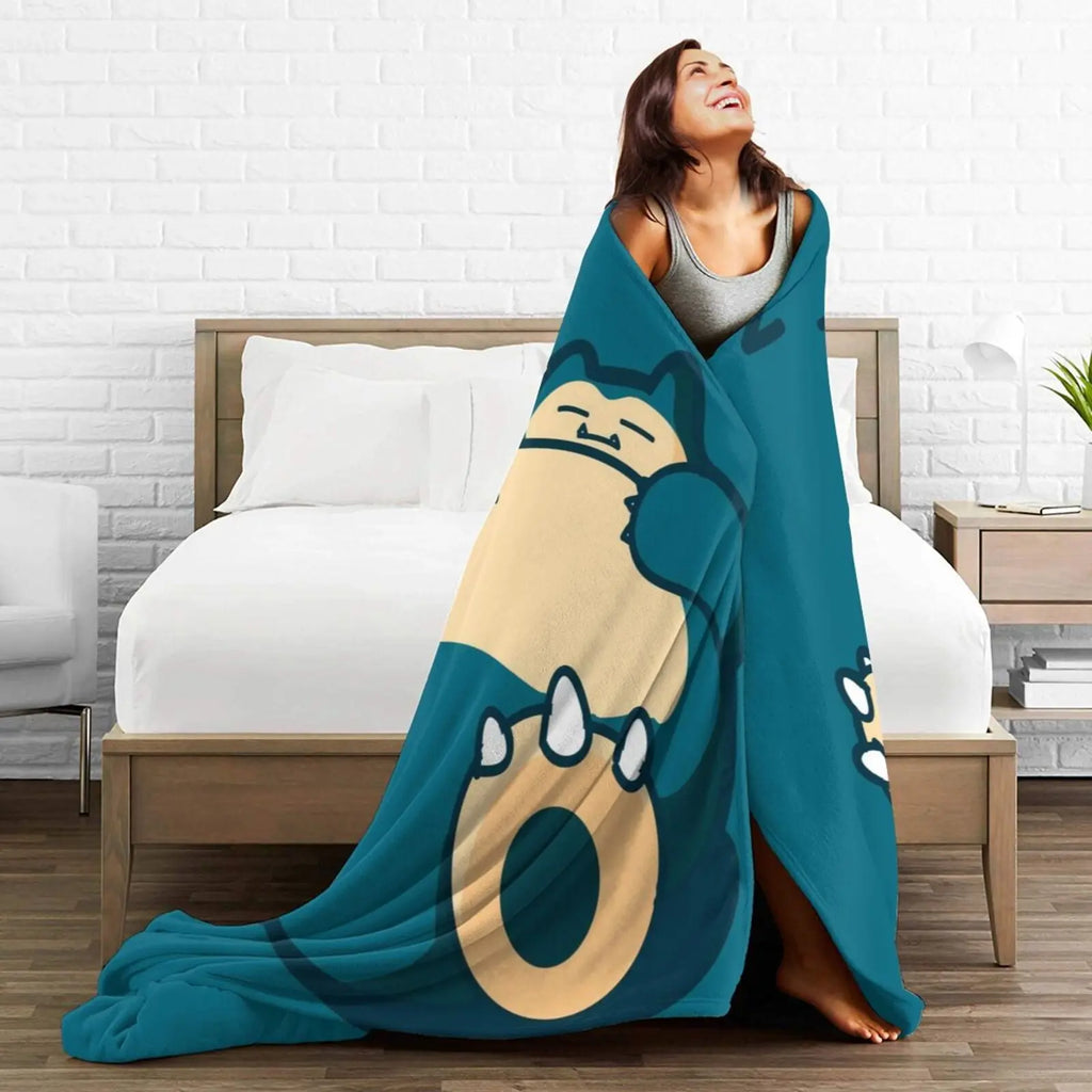 Snorlax Cartoon Blanket Ultra Air-conditioning quilt, soft and thin style Flannel Throw Blanket Warm Cozy Fleece Blankets Gifts for Kids Boys Girls Travelling Camping Sofa Bed 50"x40"