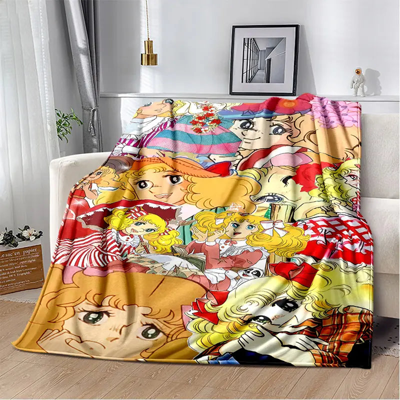 2025 New Style Candy Candy Girl Cartoon Anime Soft Plush Blanket,Flannel Throw Blanket Polyester Blanket for Living Room Bedroom Sofa Kid Gift