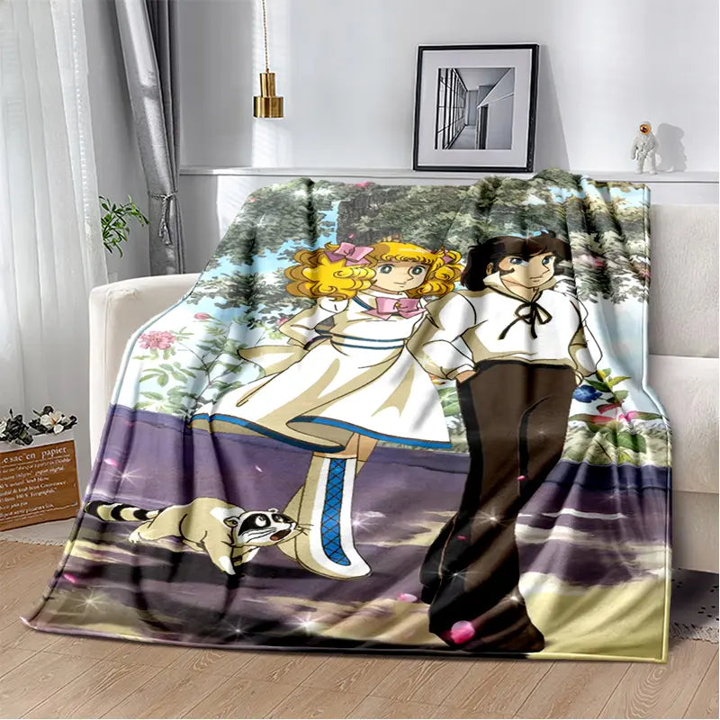 2025 New Style Candy Candy Girl Cartoon Anime Soft Plush Blanket,Flannel Throw Blanket Polyester Blanket for Living Room Bedroom Sofa Kid Gift
