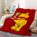 [SummerVibes] DISNEY CLASSIC Winnie the Pooh & Tigger Flannel Throw Blanket - Ultra-Soft Lightweight All-Season Red with Hearts Design, Cozy Blanket for Bed, Sofa, or Gift