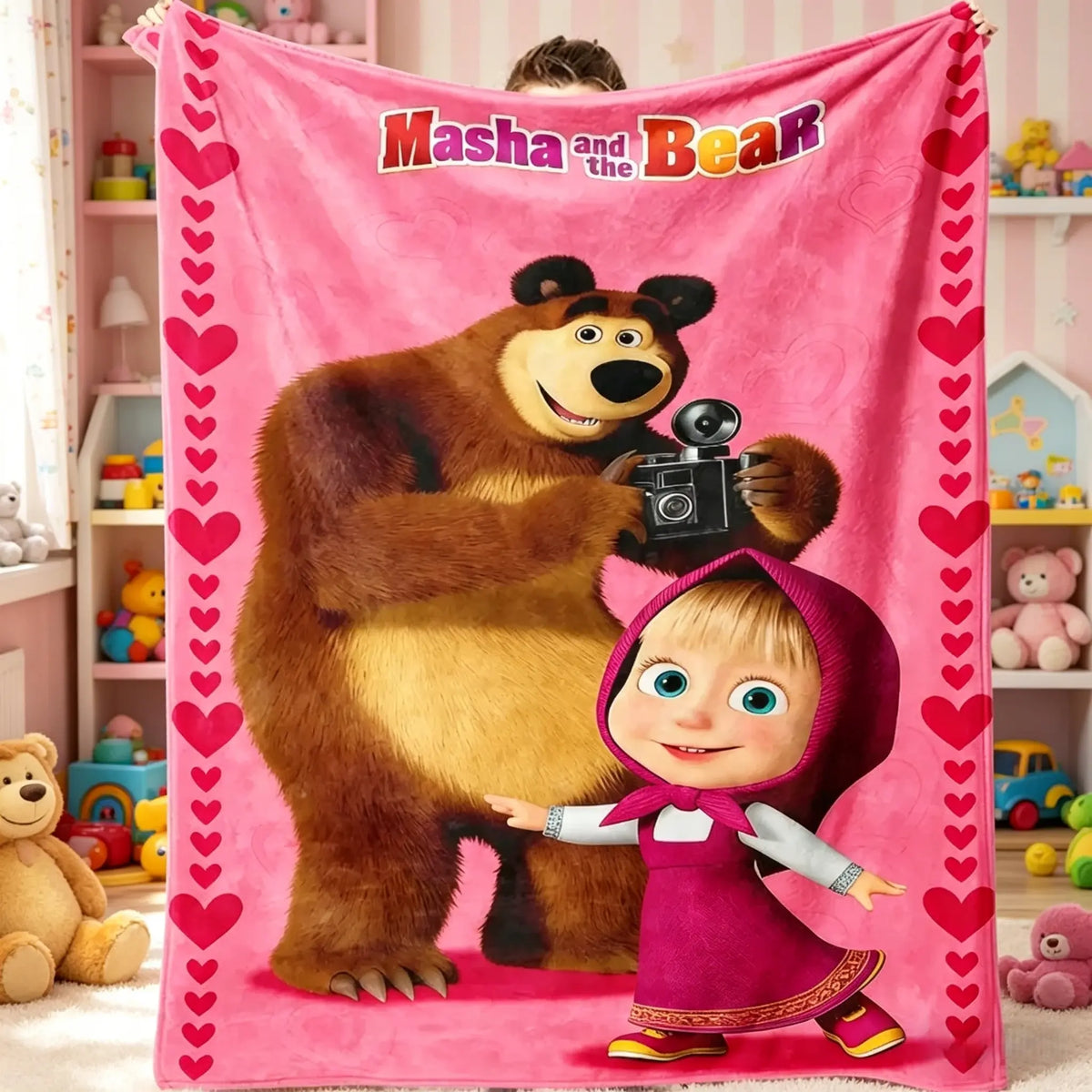 Countdown Sale! Masha and the Bear Anti-Pill Flannel Throw Blanket - Soft Warm Cute Print Nap Blanket for Kids, Home Room & House Decor, Cozy Bedding for Bedroom, Perfect Gift for Fans