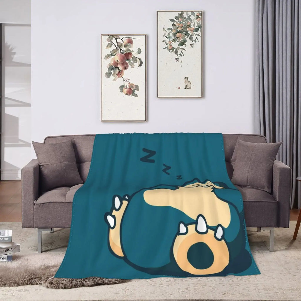 Snorlax Cartoon Blanket Ultra Air-conditioning quilt, soft and thin style Flannel Throw Blanket Warm Cozy Fleece Blankets Gifts for Kids Boys Girls Travelling Camping Sofa Bed 50"x40"