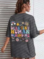 Women's Rainbow & Letter & Floral Print Round Neck Graphic Tee, T Shirts for Women, Vintage Trendy Boho Casual Summer Streetwear Short Sleeve T-shirt for Daily Wear, Ladies Summer Outfit Womenswear Apparel T Shirt