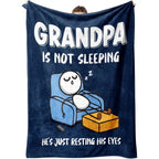 【Father's Day】Funny Birthday Gift for Dad Husband, Dad Is Not Sleeping Flannel Blanket, Fathers Day Dads Gifts From Daughter Son, Super Soft Throws Blanket for Couch and Napping