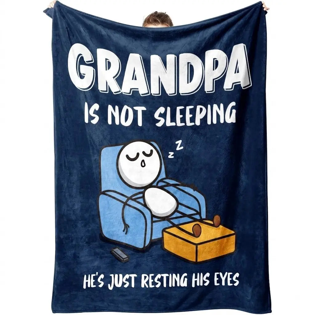 【Father's Day】Funny Birthday Gift for Dad Husband, Dad Is Not Sleeping Flannel Blanket, Fathers Day Dads Gifts From Daughter Son, Super Soft Throws Blanket for Couch and Napping