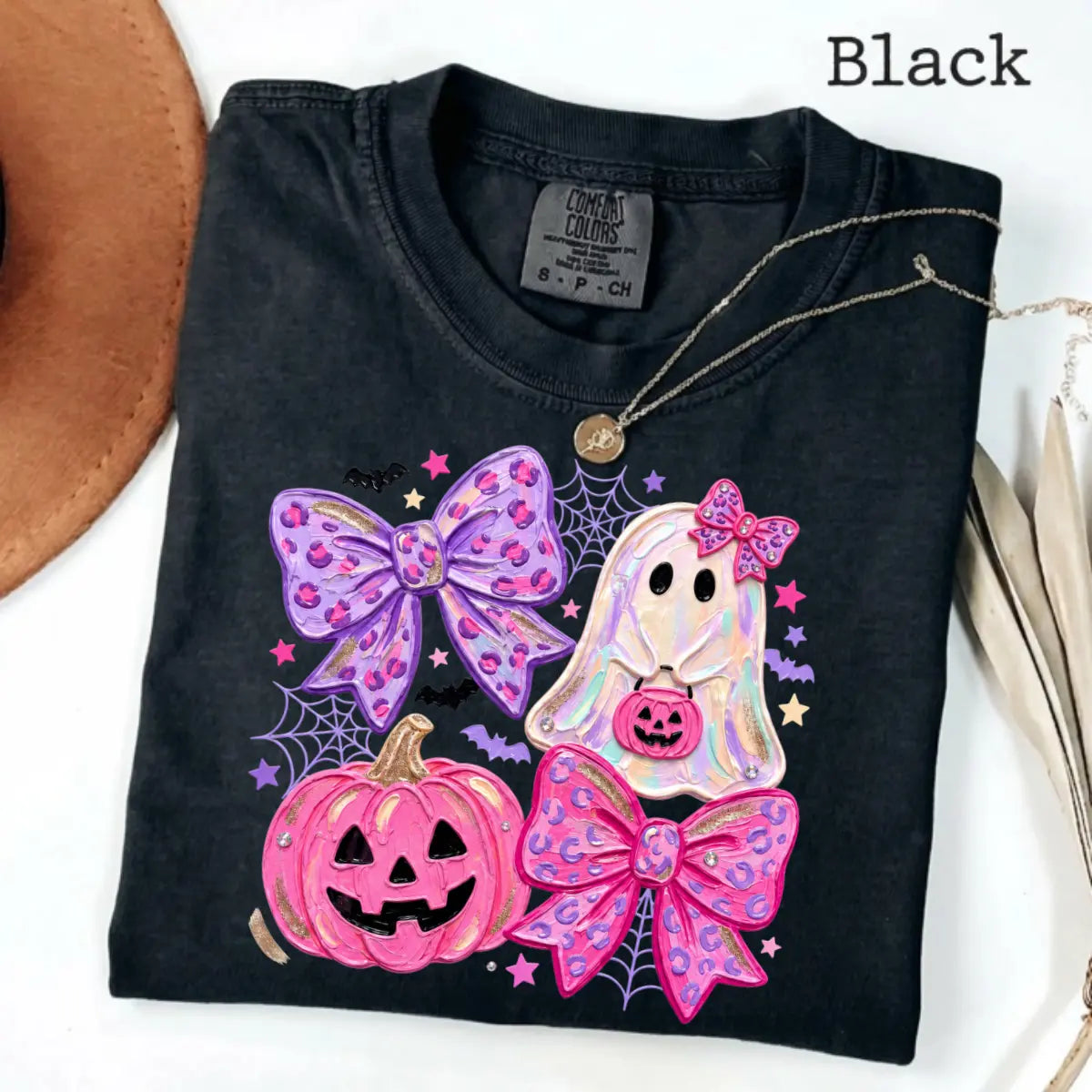 Comfort Colors Preppy Ghost Coquette Shirt, Cute Pink Bow Halloween T-Shirt, Girly Spooky Season Graphic Tee, Retro Fall Ghost Apparel, Trendy Gift