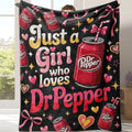 Dr Pepper Character-Themed Flannel Lap Fleece Throw Blanket, Pink Bow Heart Art Print, Cozy Setup for Sofa Bed Travel, Gifts for Women Gf Gift Feel Cosy Home Decor for Soda Enthusiasts Girls