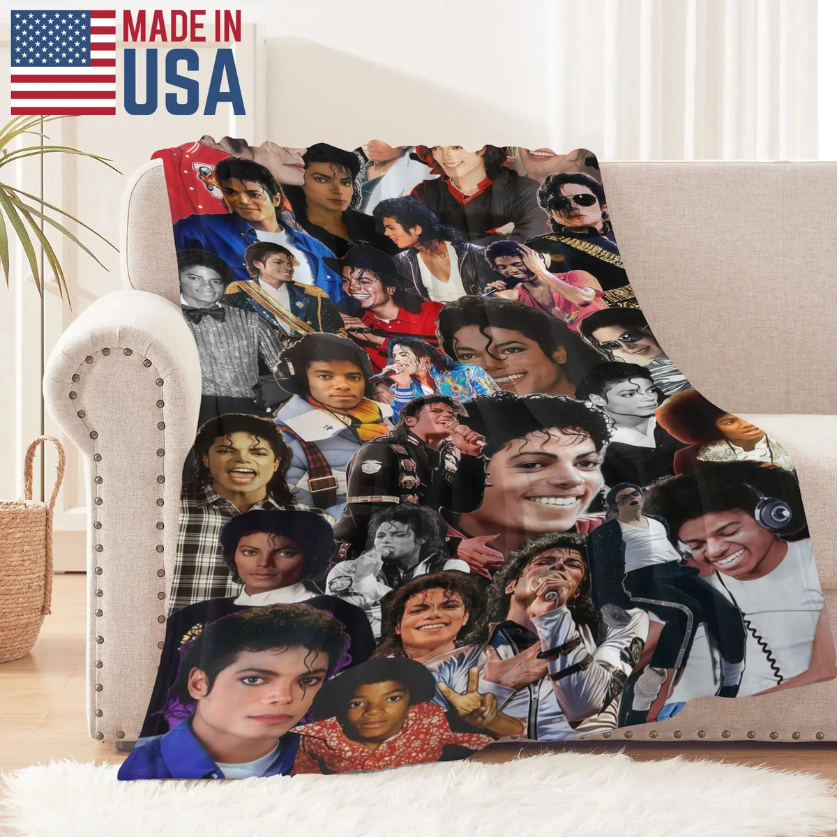 Michael Jackson Music Legend Fleece Throw Blanket - Fleece Fabric, Wrinkle-Resistant, Flannel Weave, Iconic Collage, HD Print, Durable, Breathable, Lightweight, Multi-Size (60in Option), All Seasons, for Adults’ Bed & Couch, Home & Travel