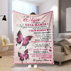 Mama&Papa Inspirational Blanket for Daughters&Son-the perfect graduation gift, birthday present, back-to-school gift, or Christmas present. Features pink butterfly embellishments and makes a lovely addition to your daughter’s bedroom.