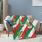 Funny Cartoon Christmas Print Super Soft Flannel Blanket, multi-purpose, suitable for sofa, bedroom, office or camping, suitable for all seasons