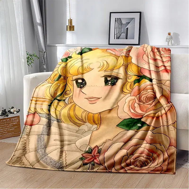 2025 New Style Candy Candy Girl Cartoon Anime Soft Plush Blanket,Flannel Throw Blanket Polyester Blanket for Living Room Bedroom Sofa Kid Gift