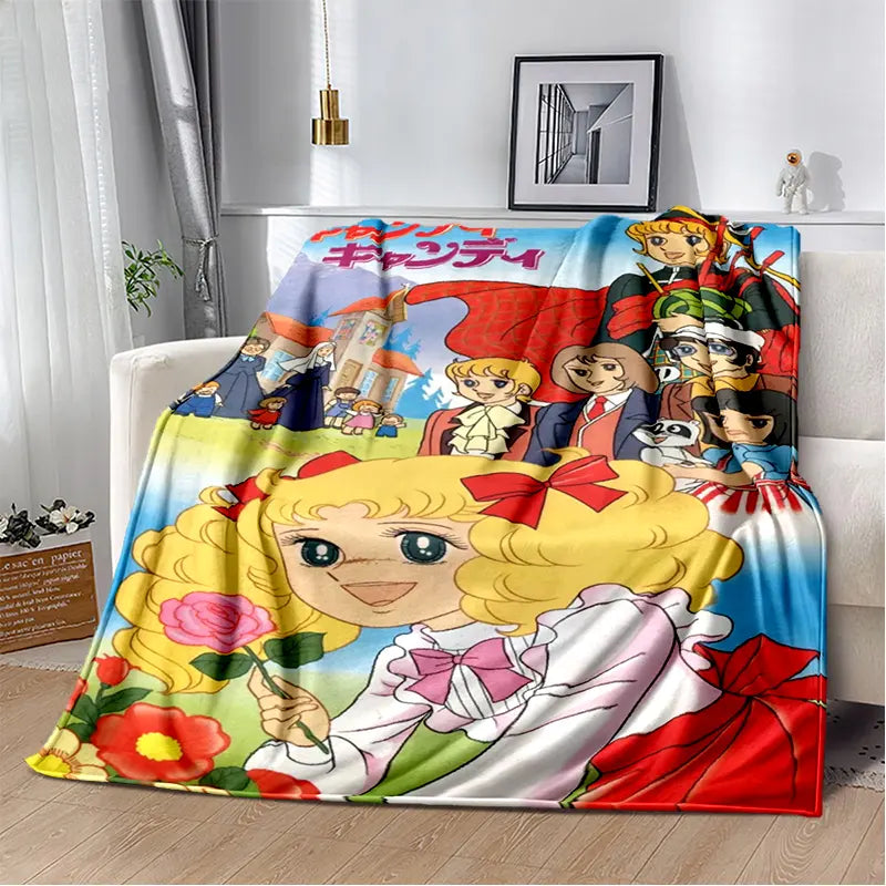 2025 New Style Candy Candy Girl Cartoon Anime Soft Plush Blanket,Flannel Throw Blanket Polyester Blanket for Living Room Bedroom Sofa Kid Gift