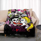 3dED- HARDY Tattoo Tiger Skull Blanket Living Room Bedroom Sofa Soft and Comfortable Warm Blanket Office Leisure Blanket