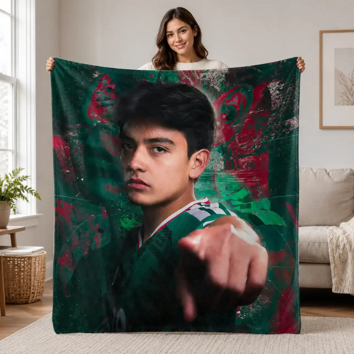 Gilmora Gilberto G. Mora Mexico Soccer Player Throw Blanket, Football Athlete Portrait Graphic Soft Cozy Plush Bed Blanket, Lightweight Warm Blankets for Bedroom Decor, Couch Sofa Living Room, Birthday Gifts for Soccer Fans