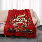 3dED- HARDY Tattoo Tiger Skull Blanket Living Room Bedroom Sofa Soft and Comfortable Warm Blanket Office Leisure Blanket