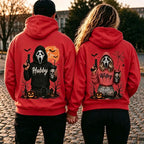 [A piece of clothing]Hubby Wifey Halloween Spooky Season Couple Matching Hoodies Casual Street Style Fleece Fabric Pullover Hooded Sweatshirt Tops Trendy for Women for Men
