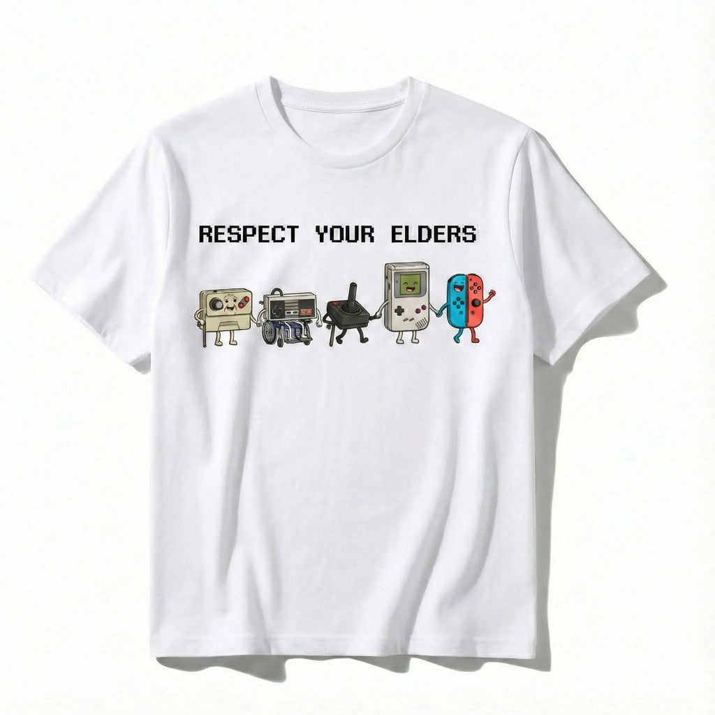 Men's Vintage T-Shirt, Aesthetic Retro Gamer Graphic Cotton Tee, Shortsleeve Round Neck Streetwear, Funny Gifts for Guys, Vintage T-Shirts