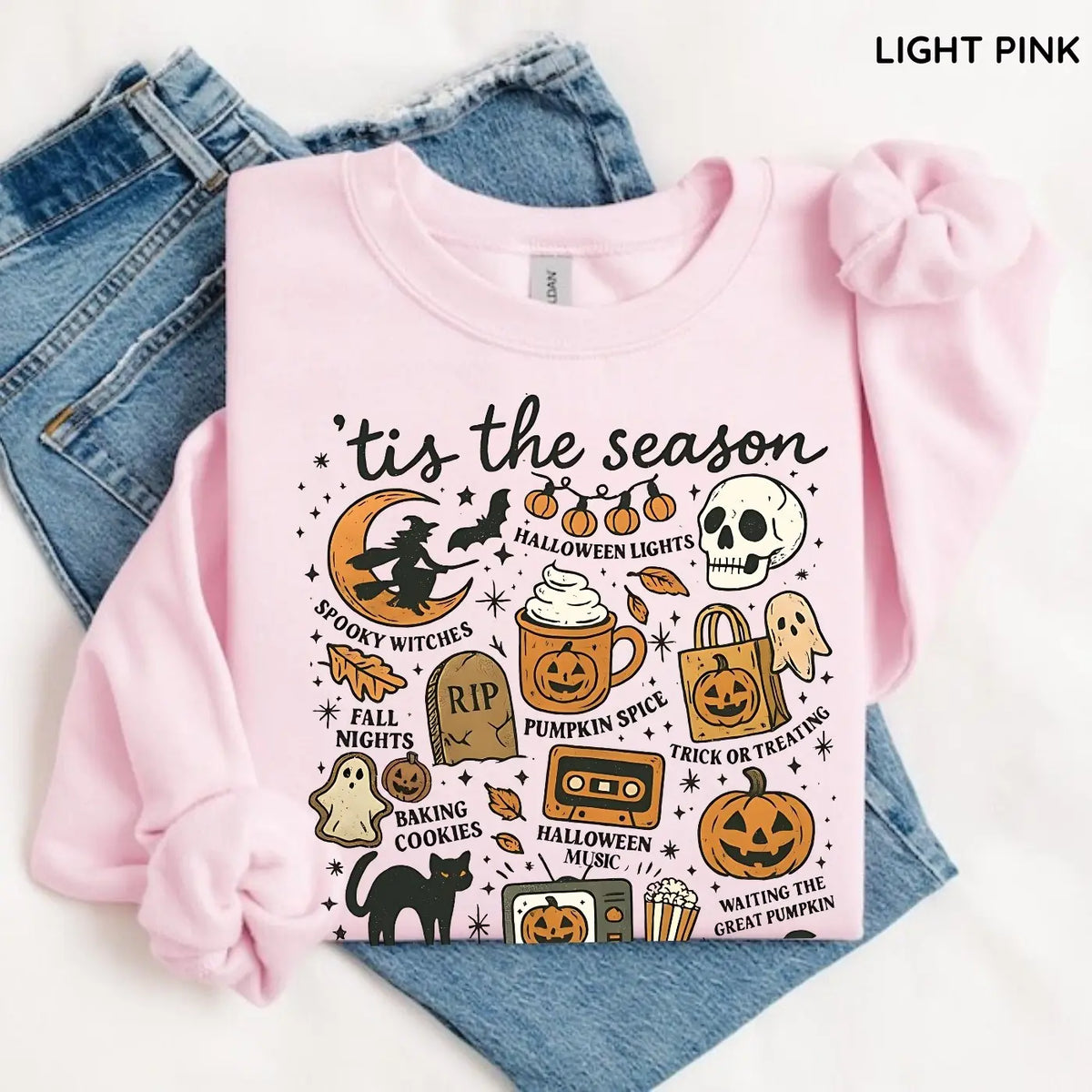 Tis The Season Halloween Sweatshirt, Cute Fall Graphic Tee, Pumpkin Witch Shirt, Trendy Halloween Gift Top, Unisex Womenswear