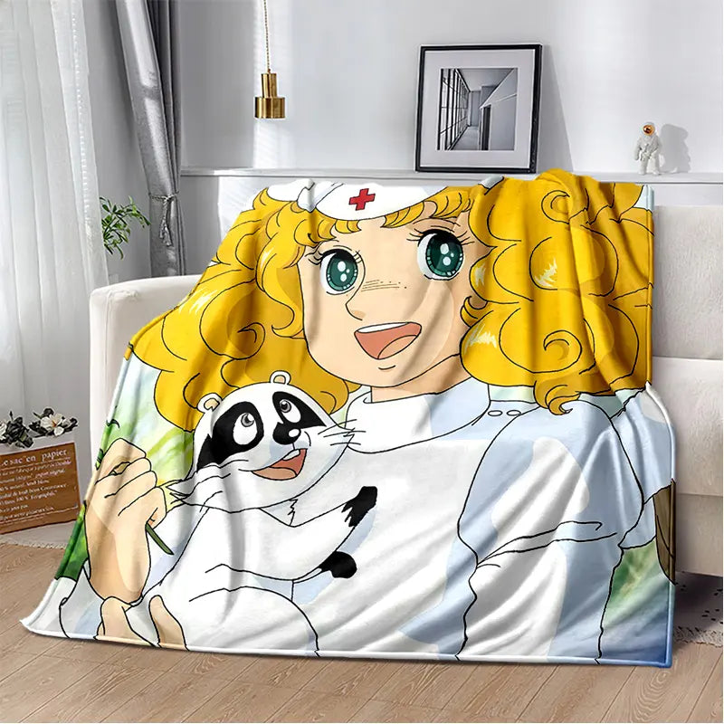 2025 New Style Candy Candy Girl Cartoon Anime Soft Plush Blanket,Flannel Throw Blanket Polyester Blanket for Living Room Bedroom Sofa Kid Gift