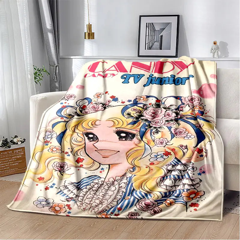 2025 New Style Candy Candy Girl Cartoon Anime Soft Plush Blanket,Flannel Throw Blanket Polyester Blanket for Living Room Bedroom Sofa Kid Gift