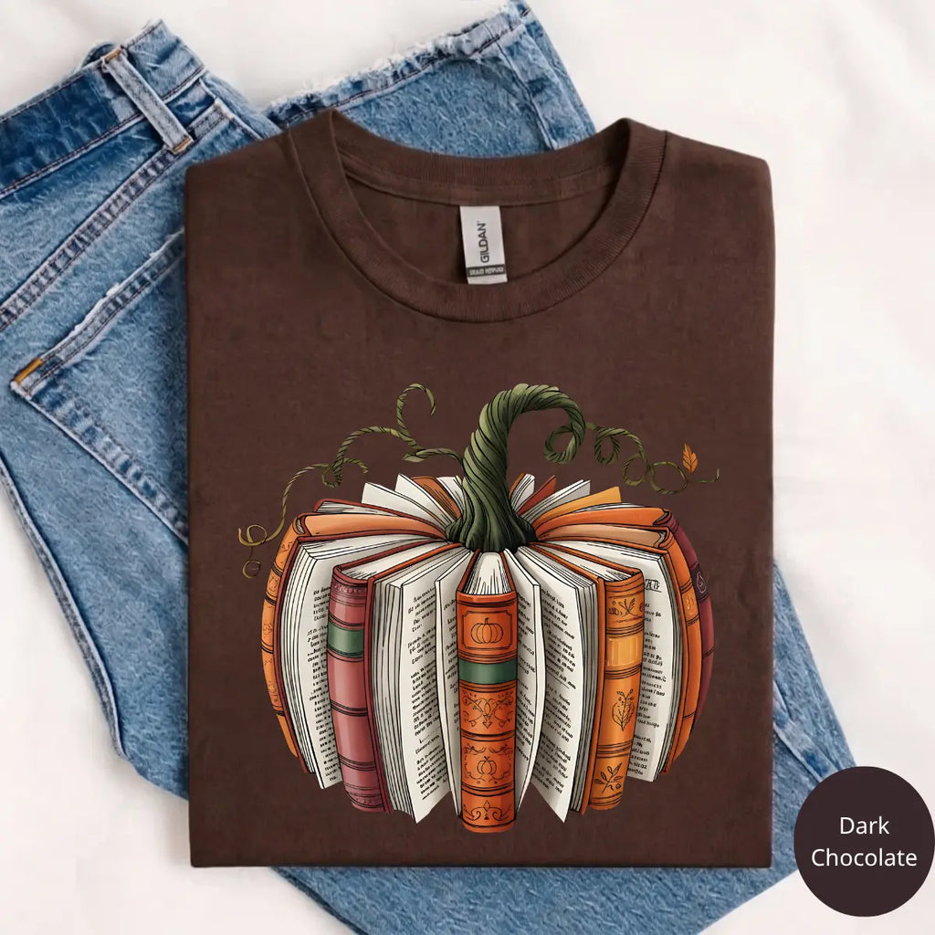 Fall Book Pumpkin Sweatshirt or T-Shirt, Halloween Book Lover Graphic, Cozy Bookish Autumn Shirt, Pumpkin Reading Gift