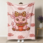 Cartoon Printed Character-Themed Cute Highland Cow Pattern Throw Blanket, 100% Polyester Cute Home Textile, Soft Warm Lightweight Blanket for Home & Office Gifts