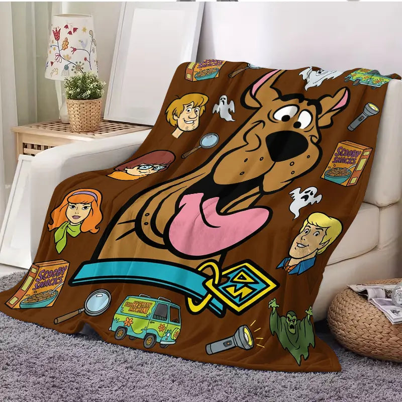 Flash Sale! Scooby-Doo Character-Inspired Flannel Throw Blanket - Soft Warm Material, Bold Spooky Mysterious Robots Ghosts Snacks Prints, Flash Sale Home Items, Room Decor, House Decor, Ideal for Fans