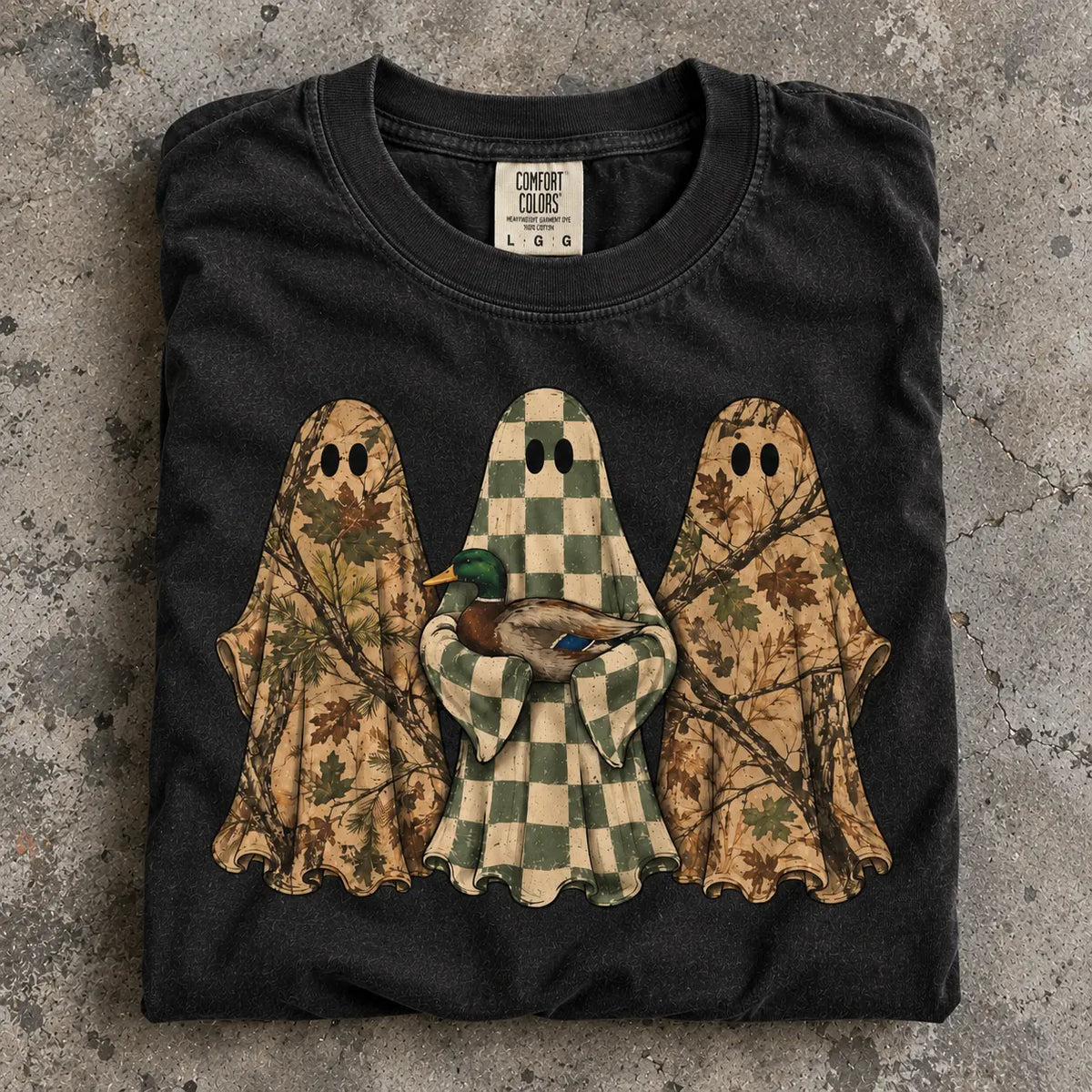 Hunting Season Ghosts Comfort Shirt: Camo Mallard Duck Halloween Tshirt
