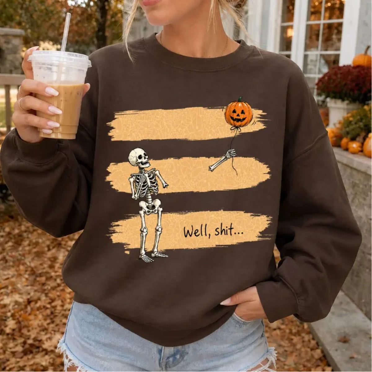 Gildan Funny Skeleton Lost Balloon Sweatshirt, Well Shit Halloween Sweatshirt, Dark Humor Sweatshirt, Gothic Sarcastic Skeleton, Halloween Sweatshirt Gift for Women
