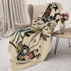 Cartoon Movie Animal Collage Flannel Plush Throw Blanket - Allover Print, All-Season Cozy Gothic Fleece, Cartoon Graphic Throw for Horror Movie Fans (Halloween, Birthdays Gifts), Flannel Plush Throws, Allover Print Blankets