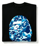 Vintage Blue Shade Camo Monkey Outline T-Shirt for Youth & Adults