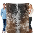 Funny Cow Print Flannel Throw Blanket - Soft Lightweight, 1-Sided Brown, Christmas Thanksgiving Valentine Gift, Home Decor Items, Cowboy Stuff, Living Room Couch Use