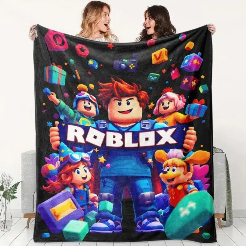 Roblox Flannel Throw Blanket - Soft, Skin-Friendly, Breathable, Warm Block Design, Contemporary Look, Flannel Throw Blankets, Bedroom Accessories, Teen Boy Gifts, Men's Room Decor summerwins,