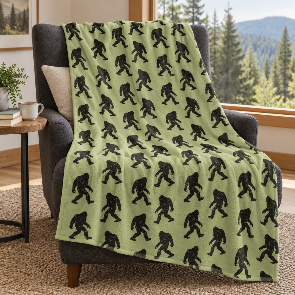 Funny Big Foot Sasquatch Gifts Blanket, Bigfoot Blanket for Men Women, Funny Birthday Unique Sasquatch Gifts, Vintage Flannel Throws Blanket for Bed Sofa Car, Gift for Him, Printed on One Side, Cozy Throw Blankets,Halloween Christmas Gift