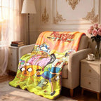 Adventure Time Cartoon Characters Flannel Blanket Large Size Ultra Soft Warm Lightweight Cozy Throw Blanket Perfect For Bed Sofa Living Room Office Camping Travel Gift Birthday Christmas For Fans Boys Teens Her