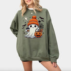 Halloween Ghost Sweatshirt - Shirt - Hoodie, Cute Ghost Sweatshirt, Halloween T-shirt, Cute Fall Shirt, Spooky Season Sweatshirt, Trendy Ghost Halloween T-shirt, Funny Ghost T-shirt, Full Color, For Men, For Women, Classic Fashion, Full Sizes, Tee Print
