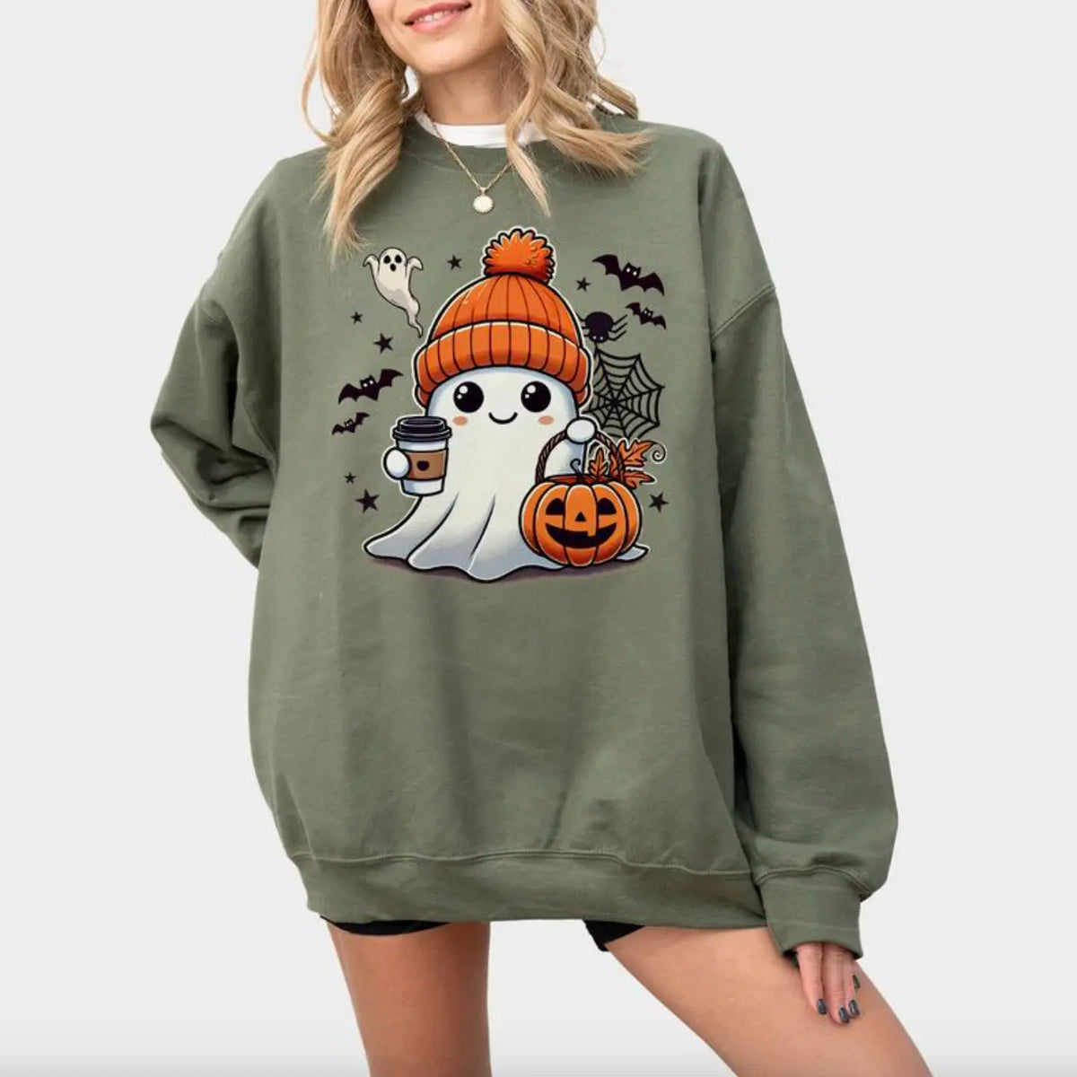 Halloween Ghost Sweatshirt - Shirt - Hoodie, Cute Ghost Sweatshirt, Halloween T-shirt, Cute Fall Shirt, Spooky Season Sweatshirt, Trendy Ghost Halloween T-shirt, Funny Ghost T-shirt, Full Color, For Men, For Women, Classic Fashion, Full Sizes, Tee Print