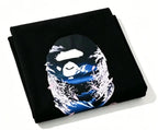 Vintage Blue Shade Camo Monkey Outline T-Shirt for Youth & Adults